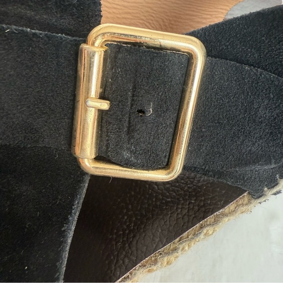 Black Suede Wedge Sandals Made in Spain - Picture 4 of 6
